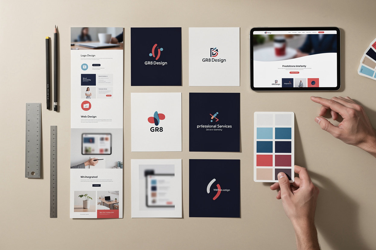 GR8 Design portfolio showcasing custom logo, branding, and web design projects for New York businesses